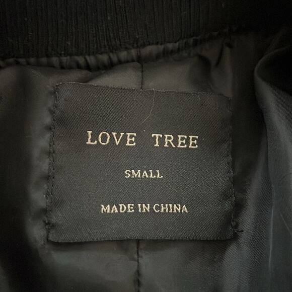 Love Tree Women’s Black Full Zip Mid Length Quilted Bomber Jacket Size Small - Picture 4 of 13